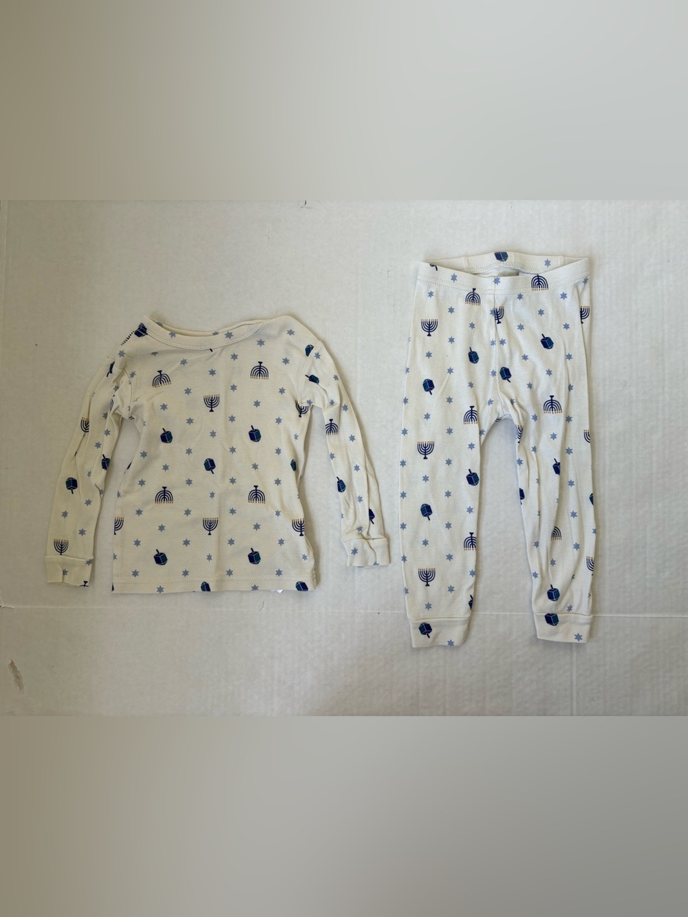 Baby Gap Hanukkah Pajamas Set Top Pants Menorah Dreidel Unisex Sz 2 Boys Girls